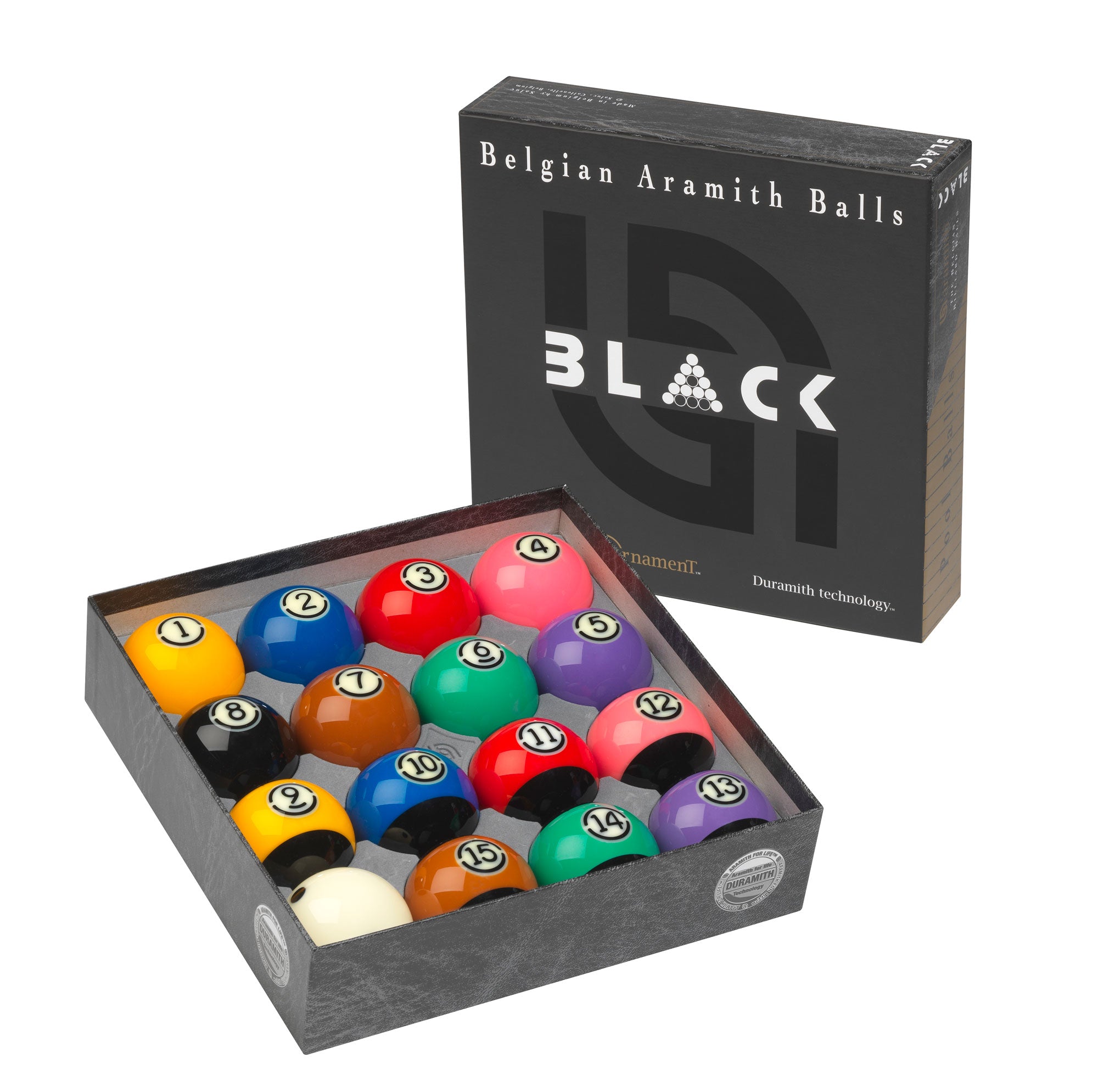 Aramith BLACK EDITION TV Pool Set - 2 1/4 Inch American Pool Balls – Cue +  Case