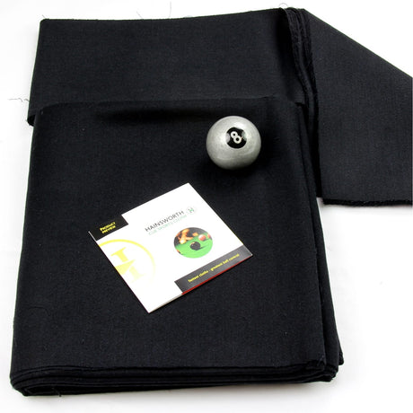 BLACK Hainsworth ELITE-PRO 7ft Pool Table Bed Cloth & Cushions Set - Includes FREE Silver 8 Ball