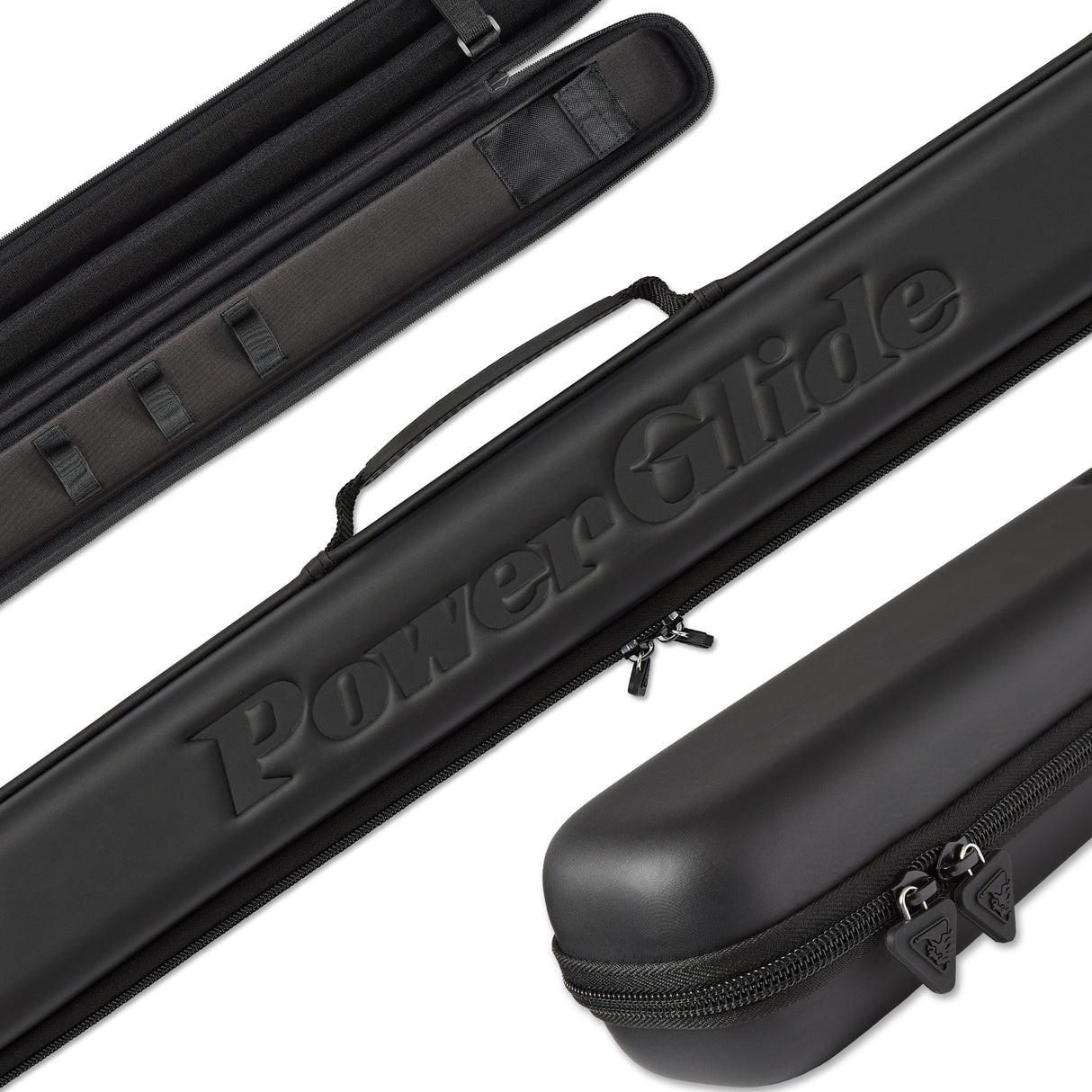 PowerGlide Svartur Black 2 Piece Tubular Snooker Pool Cue Case - Max Shaft Length 75cm