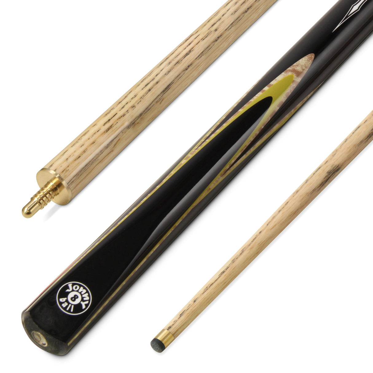 Jonny 8 Ball BLACK SUN 57 Inch 2 Piece Centre Joint Ash English Pool Cue with 8.5mm Tip