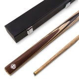 PRO147 Walnut Ash 57 Inch 2 Piece Centre Joint Snooker Pool Cue and Case Set 9.5mm Tip with Black Attache Hard Case