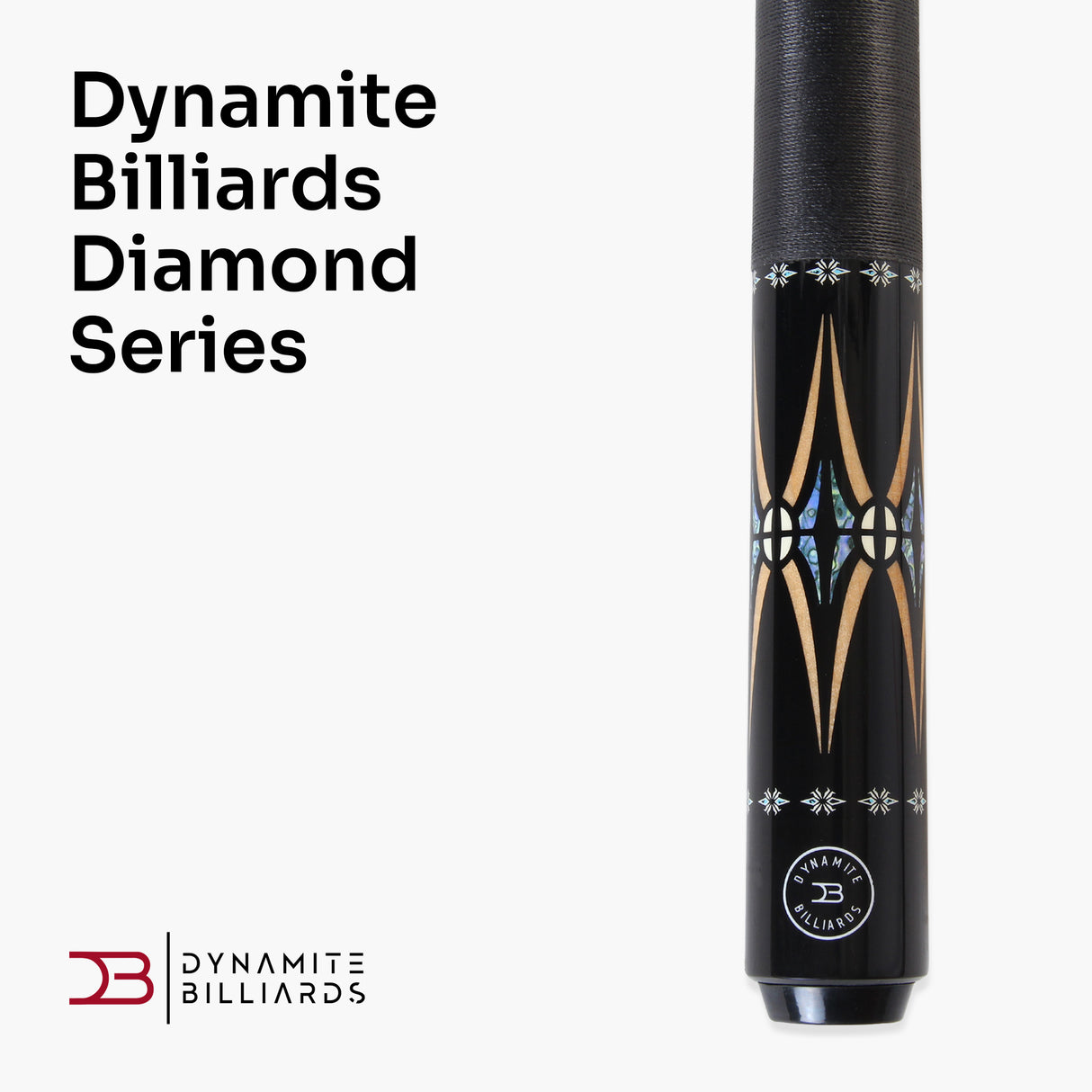 Dynamite Billiards Diamond Series 58 Inch 2 Piece Centre Joint American Pool Cue with Premium Tapered Maple Shaft and 12.5mm Layered Everest Tip – Designed and endorsed by World Pool Champion, Darren Appleton