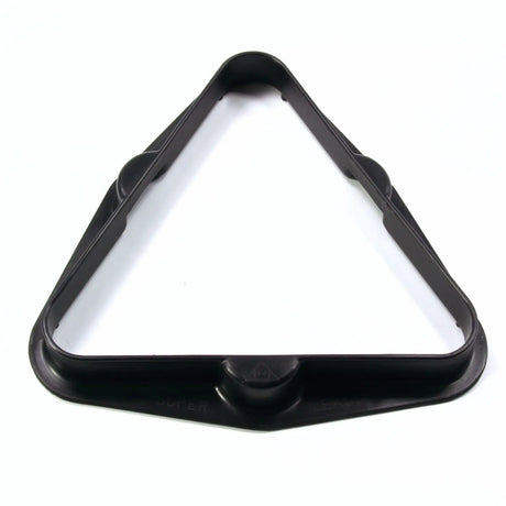 Simple but strong plastic triangle to rack 15 snooker or pool balls - 38mm size (small balls for kids tables).&nbsp;Features:For 1 1/2 (38mm) size ballsHolds 15 balls - designed for 15 red snooker balls or pool ballsMade from smooth, strong black plastic - will not mark the cloth&nbsp;Lightweight&nbsp;Easy to store away&nbsp;