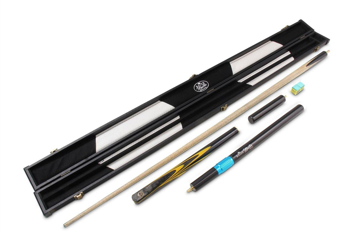 Baize Master YELLOW EMPEROR SNOOKER CUE SET with Case 2 x Extensions and Chalk