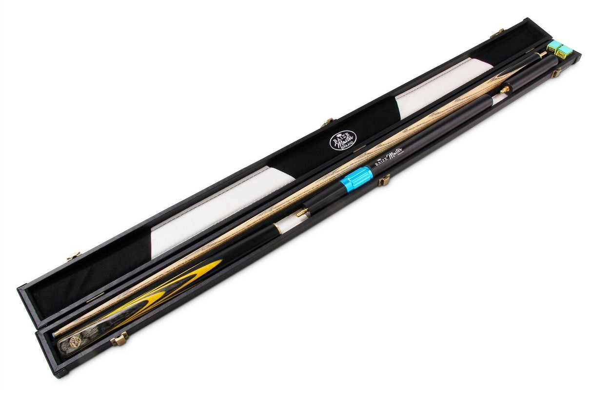 Baize Master YELLOW EMPEROR SNOOKER CUE SET with Case 2 x Extensions and Chalk