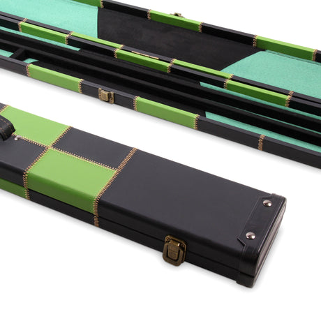 Deluxe 2 Piece 3 SLOT CHEQUERED Snooker Pool Cue Case with Plastic Ends