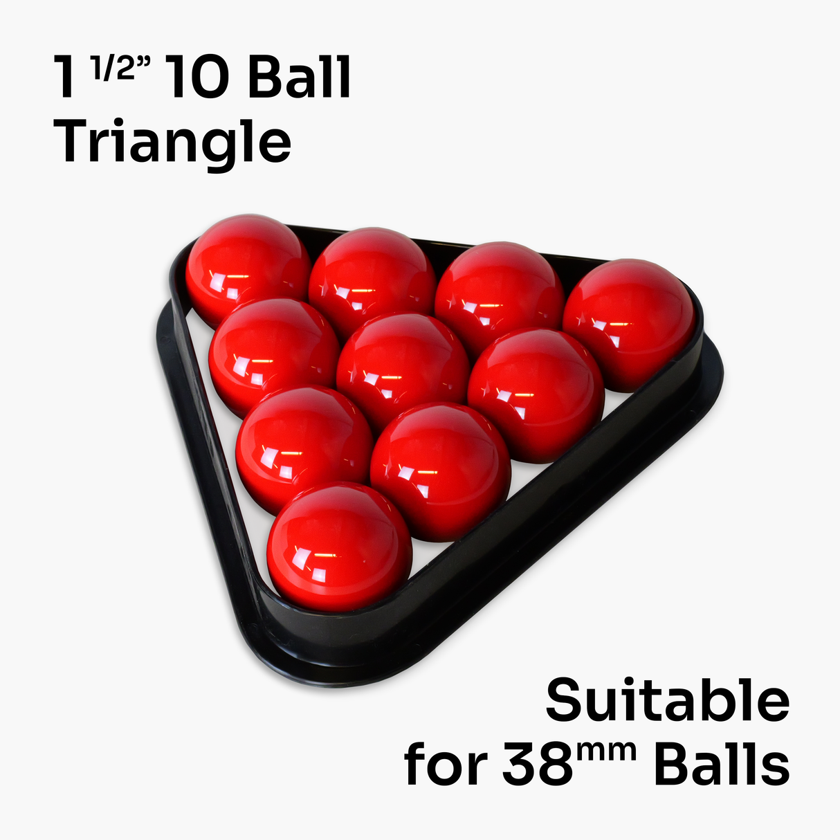 1 1/2'' (38mm) 10-Ball Black Plastic Snooker Kids Triangle for 38mm Balls