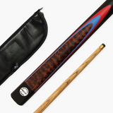 PRO147 Snakewood 57 Inch 3 Piece Length Adjustable Snooker Pool Cue and Case Set 9.5mm Tip