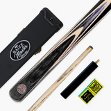 Baize Master Gold Series MAPLE EMPEROR 8-BALL POOL CUE SET with 57 Inch Hand Spliced 3/4 Joint Cue 8.5mm Tip, Deluxe Black Interior Hard Case and 2 x Chalk