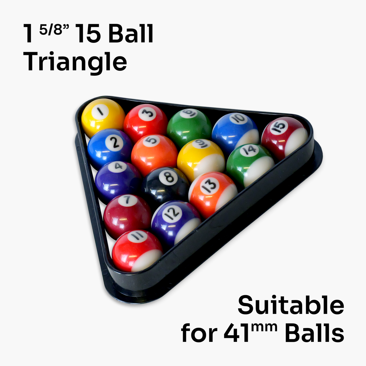 1 5/8'' (41mm) 15 Ball BLACK Plastic Snooker & Pool Kids Triangle For 1 5/8 INCH Balls