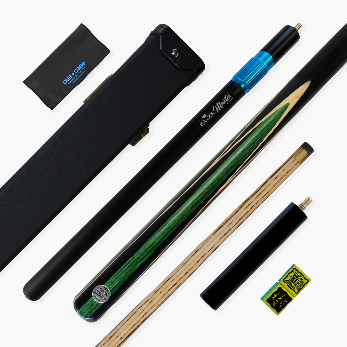 Baize Master Jester 57 Inch 1 Piece Premium Ash Snooker Pool Cue and Case Set 9.5mm Tip