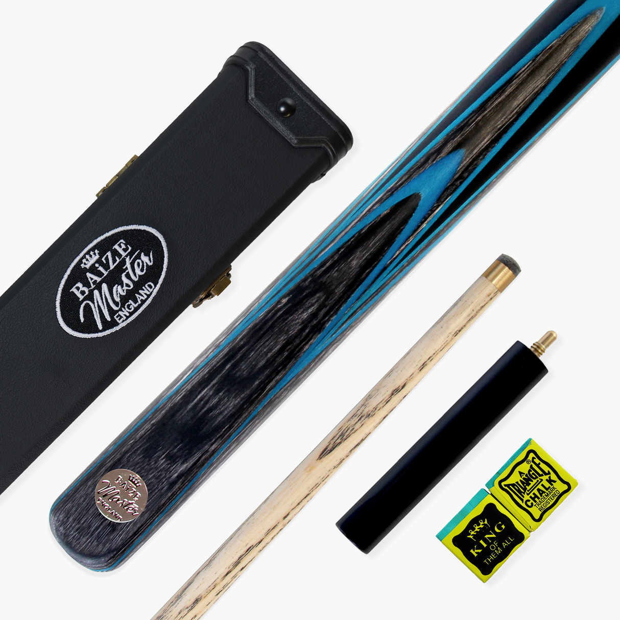 Baize Master Gold Series ELECTRIC EMPEROR 8-BALL POOL CUE SET with 57 Inch Hand Spliced 3/4 Joint Cue 8mm Tip, Deluxe Black Interior Hard Case and 2 x Chalk