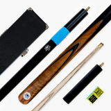 PRO147 Pearl Series Amboyna Burl 57 Inch 3/4 Jointed Snooker Pool Cue and Case Set 9.5mm Pro Leather Tip