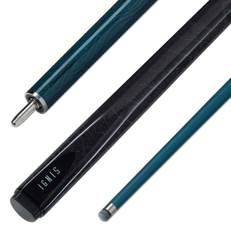 PowerGlide IGNIS 57 Inch 2 Piece Centre Joint Carbon Fibre Low Deflection Snooker Cue 10mm Tip