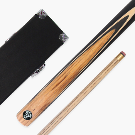 Jonny 8 Ball Challenger 57 Inch 2 Piece English Pool Cue and Case Set with 8mm Pro Leather Tip with Black Hard Case