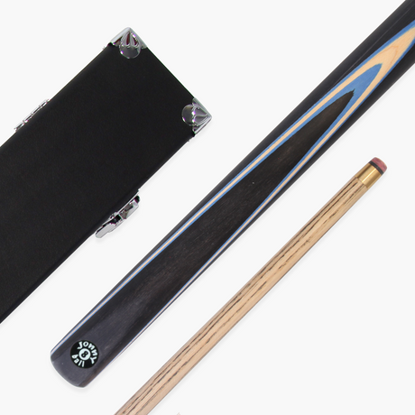 Jonny 8 Ball Challenger 57 Inch 2 Piece English Pool Cue and Case Set with 8mm Pro Leather Tip with Black Hard Case