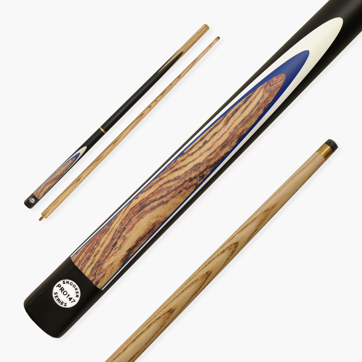 Pro147 Kingswood 3pc Snooker Pool Cue 57 Inch with Matching Ash Grain and 9.5mm Tip