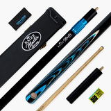 Baize Master Gold Series Midnight Azure 58 Inch ¾ Joint Premium Ash Snooker Pool Cue and Case Set 9.5mm Tip