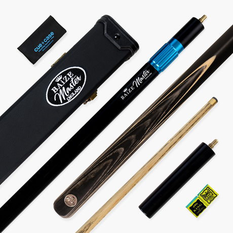 Baize Master Gold Series Midnight Collection 58 Inch ¾ Joint Premium Ash Snooker Pool Cue and Case Set 9.5mm Tip