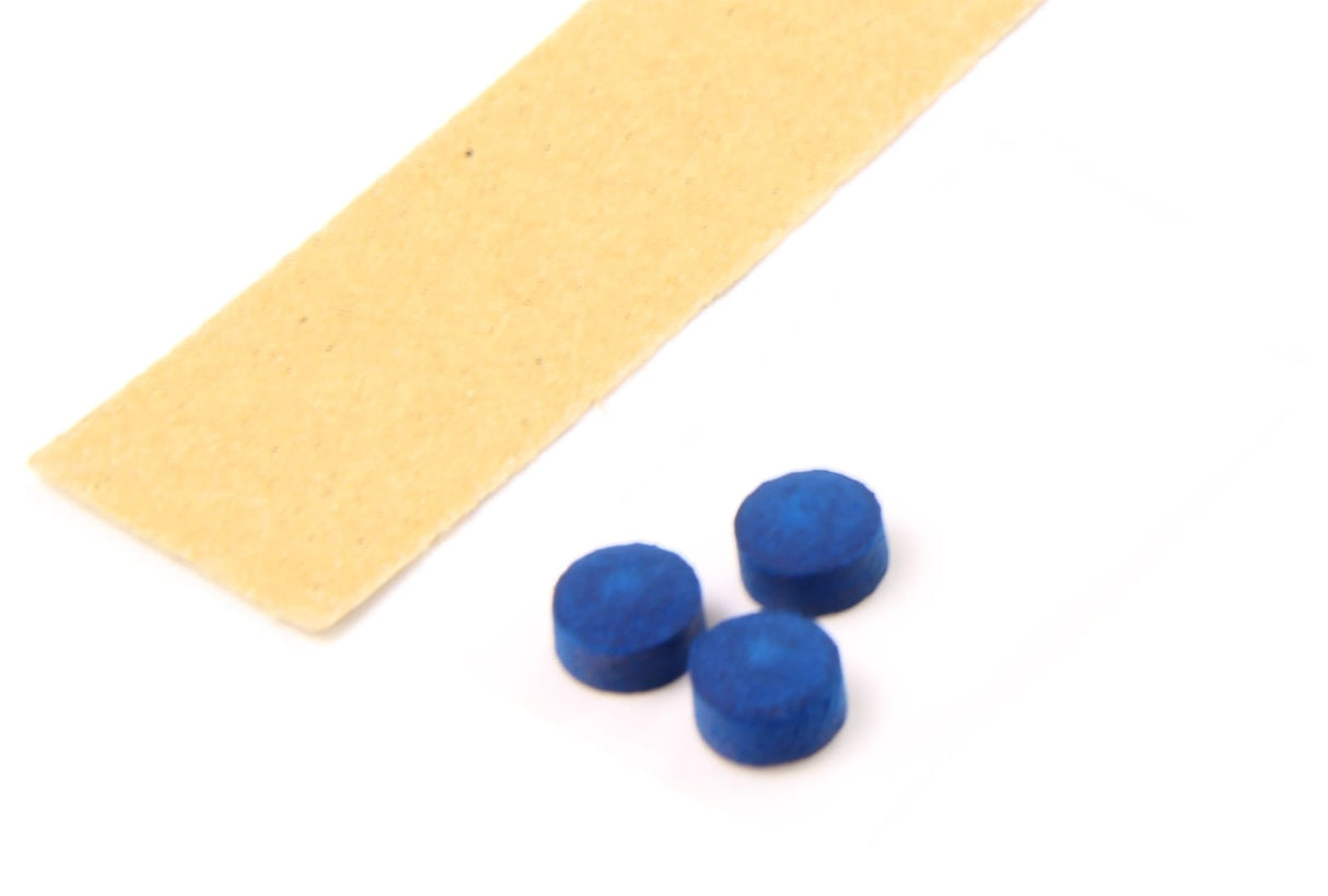 3 X 11mm Leather Blue Diamond Snooker Pool Cue Tips - Free Sandpaper