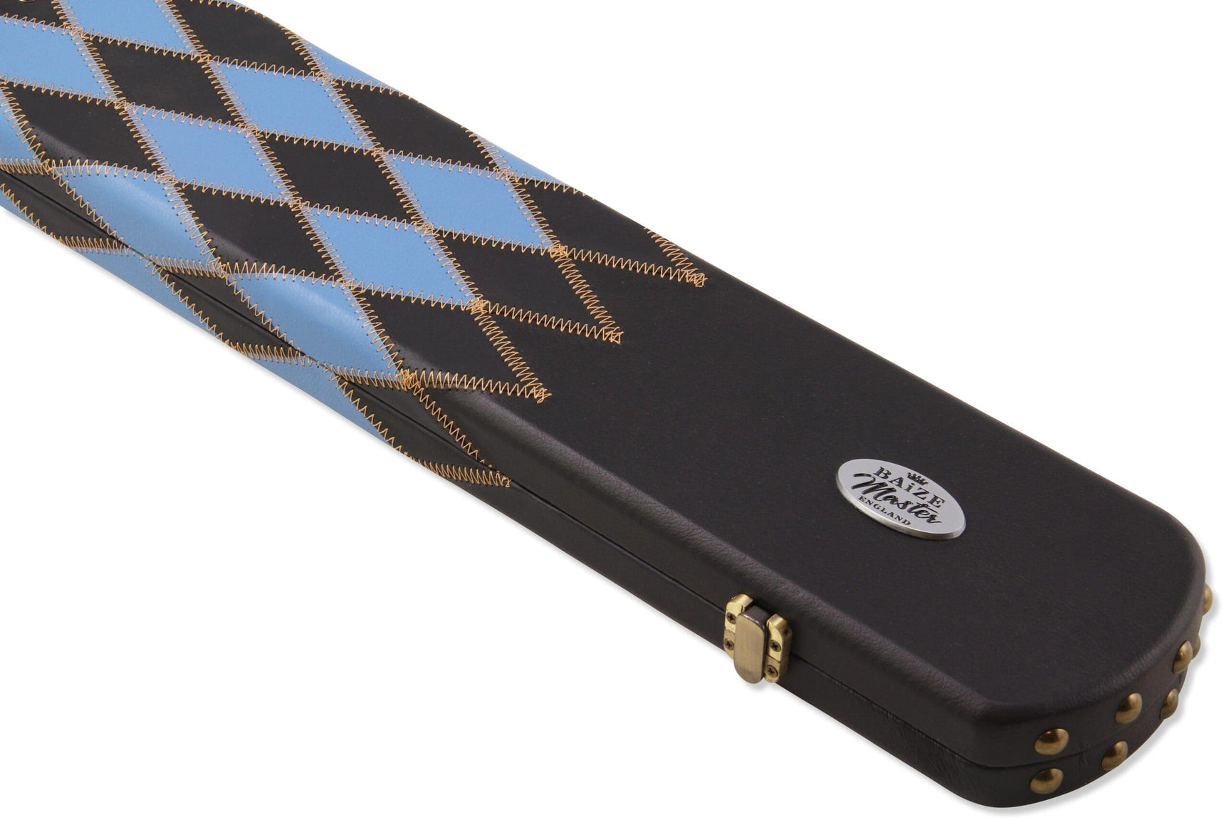 Baize Master 3/4 Joint WIDE 3 Slot BLUE DIAMONDS Luxury Round End Snooker Pool Cue Case with Studs - Holds 2 Cues