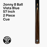 Jonny 8 Ball VISTA 57 Inch 2 Piece Centre Joint Multi Spliced English Pool Cue with 8mm tip