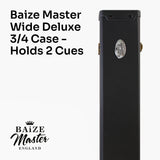 BAIZE MASTER Black Wide ¾ Snooker Pool Cue Case – Holds Two ¾ Cues + Extensions