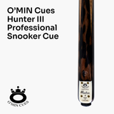 O’MIN “Hunter III” One Piece Hand Spliced 57 Inch Ultra Luxury Professional English Pool Cue with Hand-Fitted Omin Cues Pro 8.3mm Tip – Handmade in Thailand by O’MIN Cues