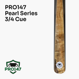 PRO147 Pearl Series Gold Camphor 57 Inch 3/4 Jointed Snooker Pool Cue and Case Set 9.5mm Tip