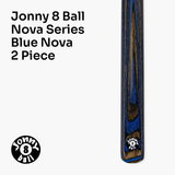 Jonny 8 Ball NOVA 57 Inch 2 Piece Centre Joint English Pool Cue and Case Set 9mm tip with Slim Tapered Ash Shaft