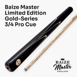 Baize Master Limited Edition Gold Series G4 57 Inch ¾ Professional English Pool Cue 8.5mm with with Hand Fitted PRO SPIN Medium Tip - Hand Finished in the UK by Cue Care Jim using Lynch’s Cue Balm