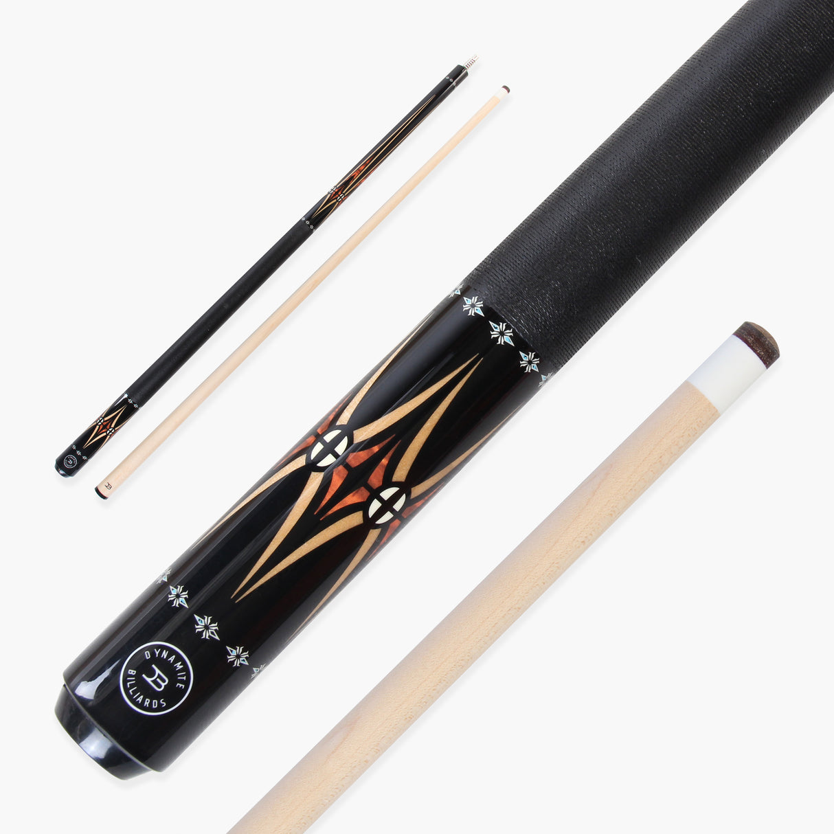 Dynamite Billiards Diamond Series 58 Inch 2 Piece Centre Joint American Pool Cue with Premium Tapered Maple Shaft and 12.5mm Layered Everest Tip – Designed and endorsed by World Pool Champion, Darren Appleton