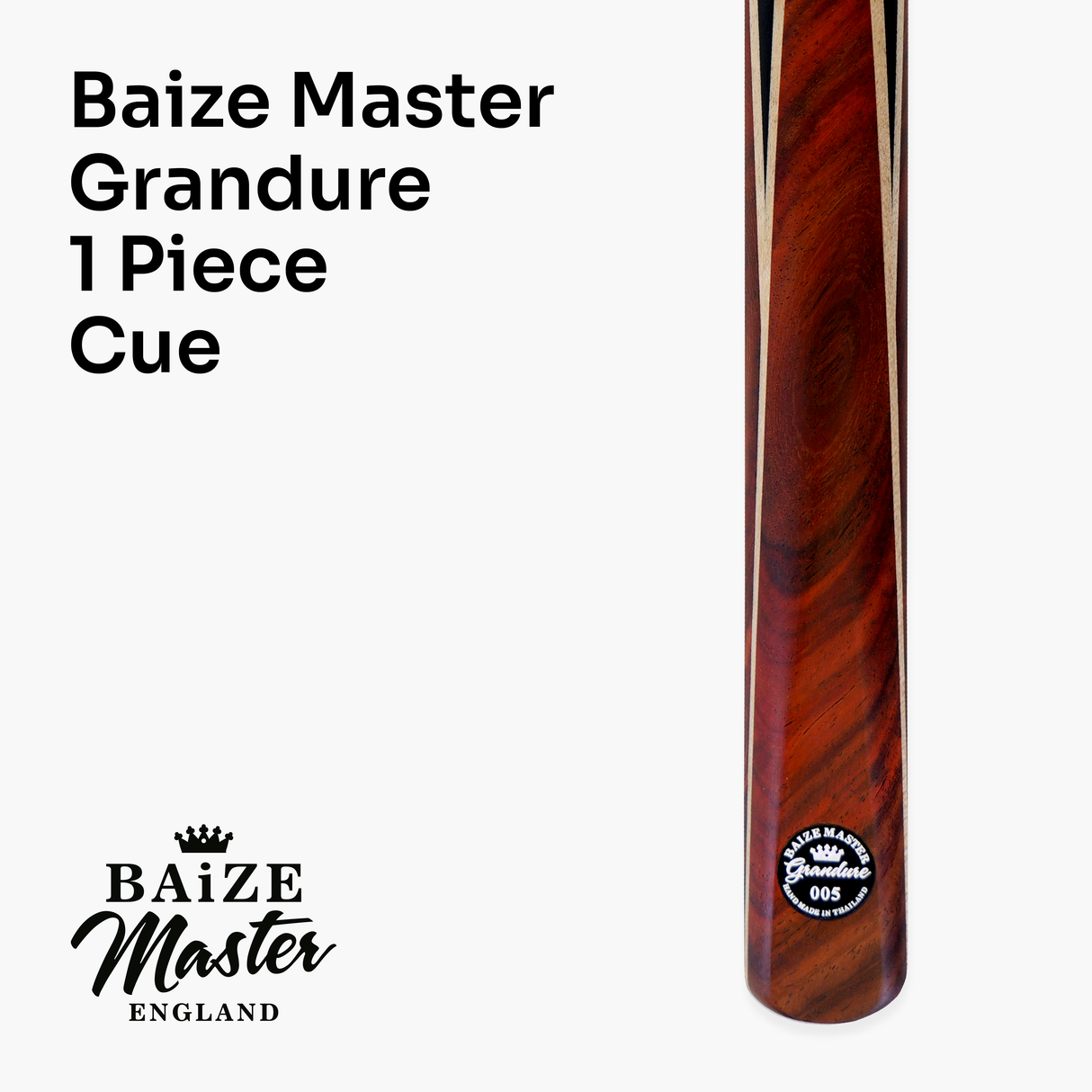 Baize Master Limited Edition Grandure #005 One Piece Hand Spliced Ultra-Premium English Pool Cue with Titanium Ferrule and Hand-Fitted Asia Cues Pro 8mm Tip – Handmade in Thailand by Asia Cues