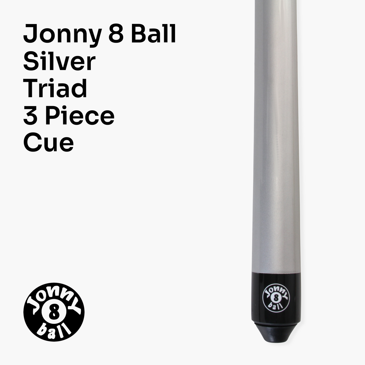 Jonny 8 Ball 57 Inch SILVER TRIAD 3 Section Ash Pool Snooker Cue & SOFT CASE