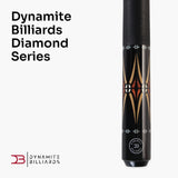 Dynamite Billiards Diamond Series 58 Inch 2 Piece Centre Joint American Pool Cue with Premium Tapered Maple Shaft and 12.5mm Layered Everest Tip – Designed and endorsed by World Pool Champion, Darren Appleton