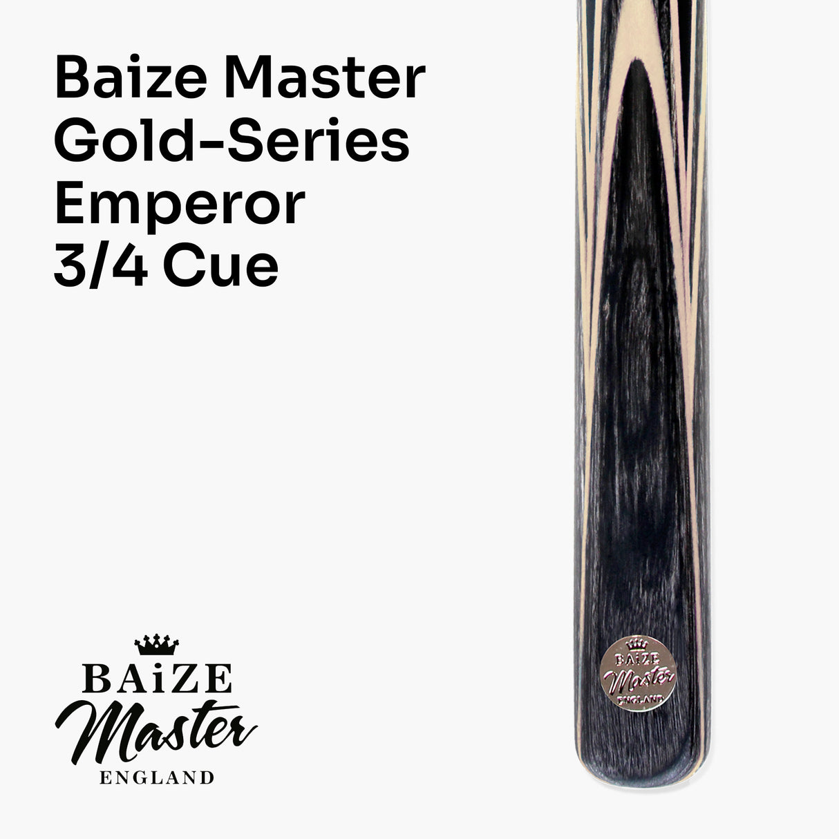 Baize Master Gold Series MAPLE EMPEROR 8-BALL POOL CUE SET with 57 Inch Hand Spliced 3/4 Joint Cue 8.5mm Tip, Deluxe Black Interior Hard Case and 2 x Chalk