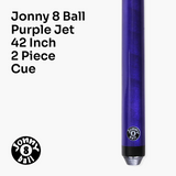 Jonny 8 Ball 42 Inch PURPLE JET JUNIOR 2pc ASH Snooker Pool Cue - 10mm Tip