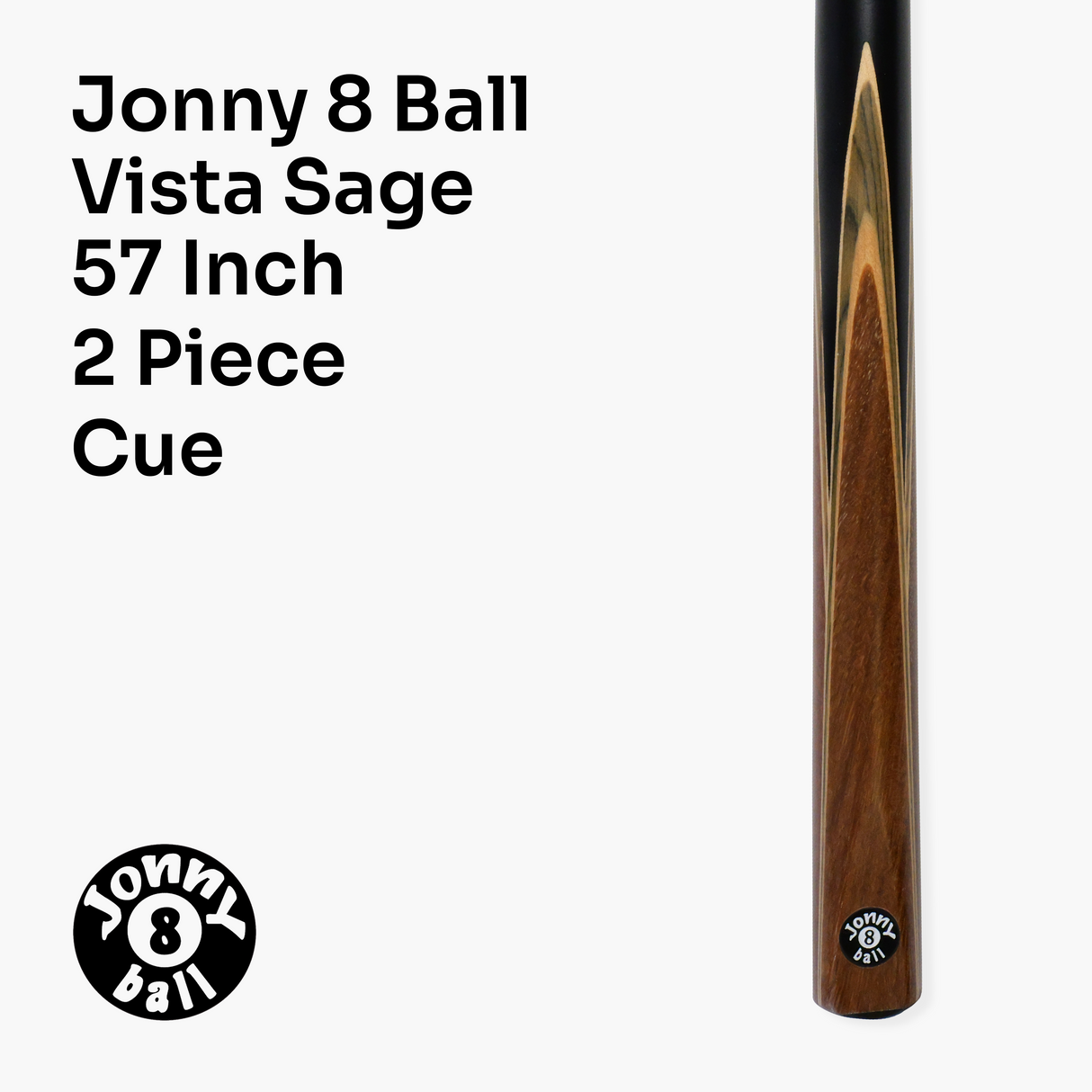 Jonny 8 Ball VISTA 57 Inch 2 Piece English Pool Cue and Case Set with 8mm tip