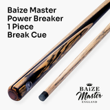 Baize Master Power Breaker A 57 Inch 1 Piece English Pool Break Cue with Ash Shaft and Ebony Butt - 10.2mm Phenolic Tip and Round Butt End – For Breaking Only