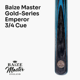 Baize Master Gold Series ELECTRIC EMPEROR 8-BALL POOL CUE SET with 57 Inch Hand Spliced 3/4 Joint Cue 8mm Tip, Deluxe Black Interior Hard Case and 2 x Chalk