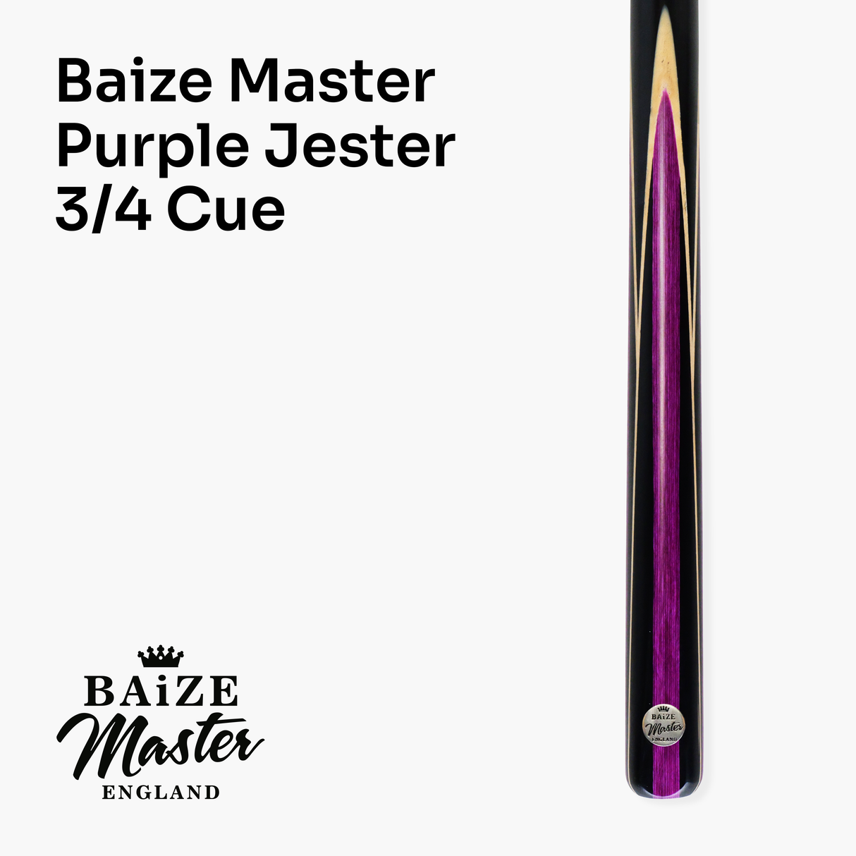 Baize Master 3/4 PURPLE JESTER 57 Inch Ash Snooker Pool Cue with 9.5mm Tip