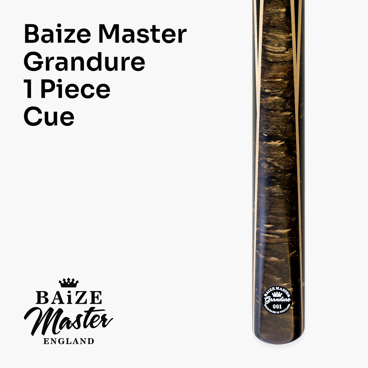 Baize Master Limited Edition Grandure One Piece Hand Spliced Ultra-Premium English Pool Cue with Titanium Ferrule and Hand-Fitted Asia Cues Pro 8mm Tip – Handmade in Thailand by Asia Cues