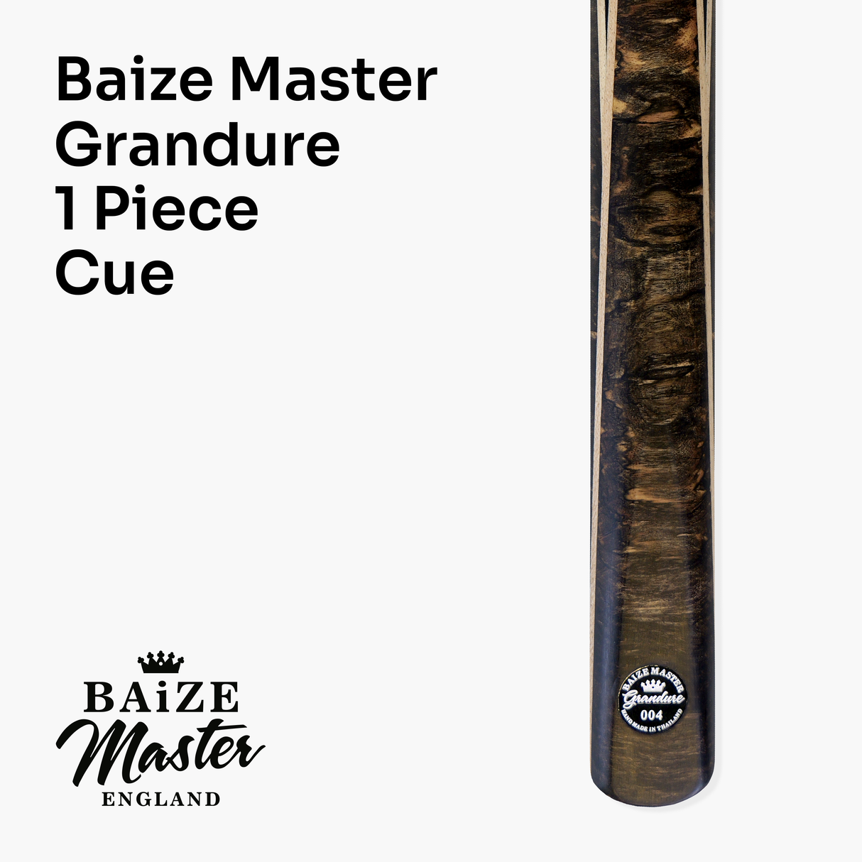 Baize Master Limited Edition Grandure One Piece Hand Spliced Ultra-Premium English Pool Cue with Titanium Ferrule and Hand-Fitted Asia Cues Pro 8mm Tip – Handmade in Thailand by Asia Cues