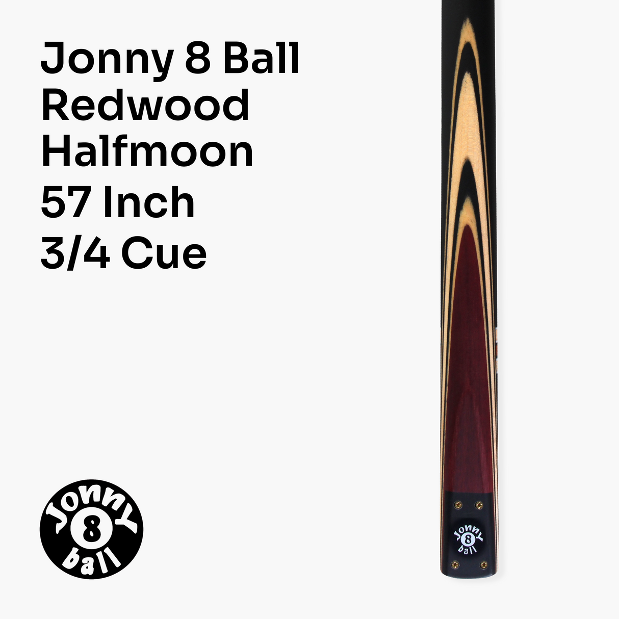 Jonny 8 Ball 57 Inch Traditional ¾ Jointed Ash Snooker Pool Cue 9mm tip + Mini Butt