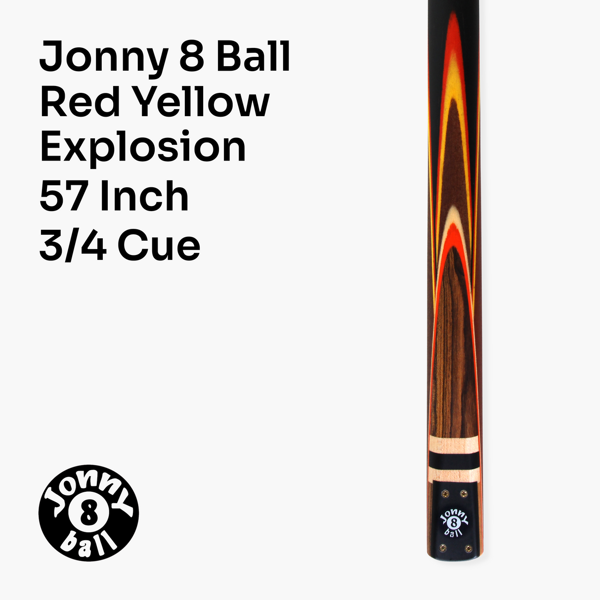 Jonny 8 Ball Traditional Range 57 Inch ¾ Joint Snooker Pool Cue and Case Set 9mm Tip