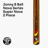 Jonny 8 Ball NOVA 57 Inch 2 Piece Centre Joint English Pool Cue and Case Set 9mm tip with Slim Tapered Ash Shaft