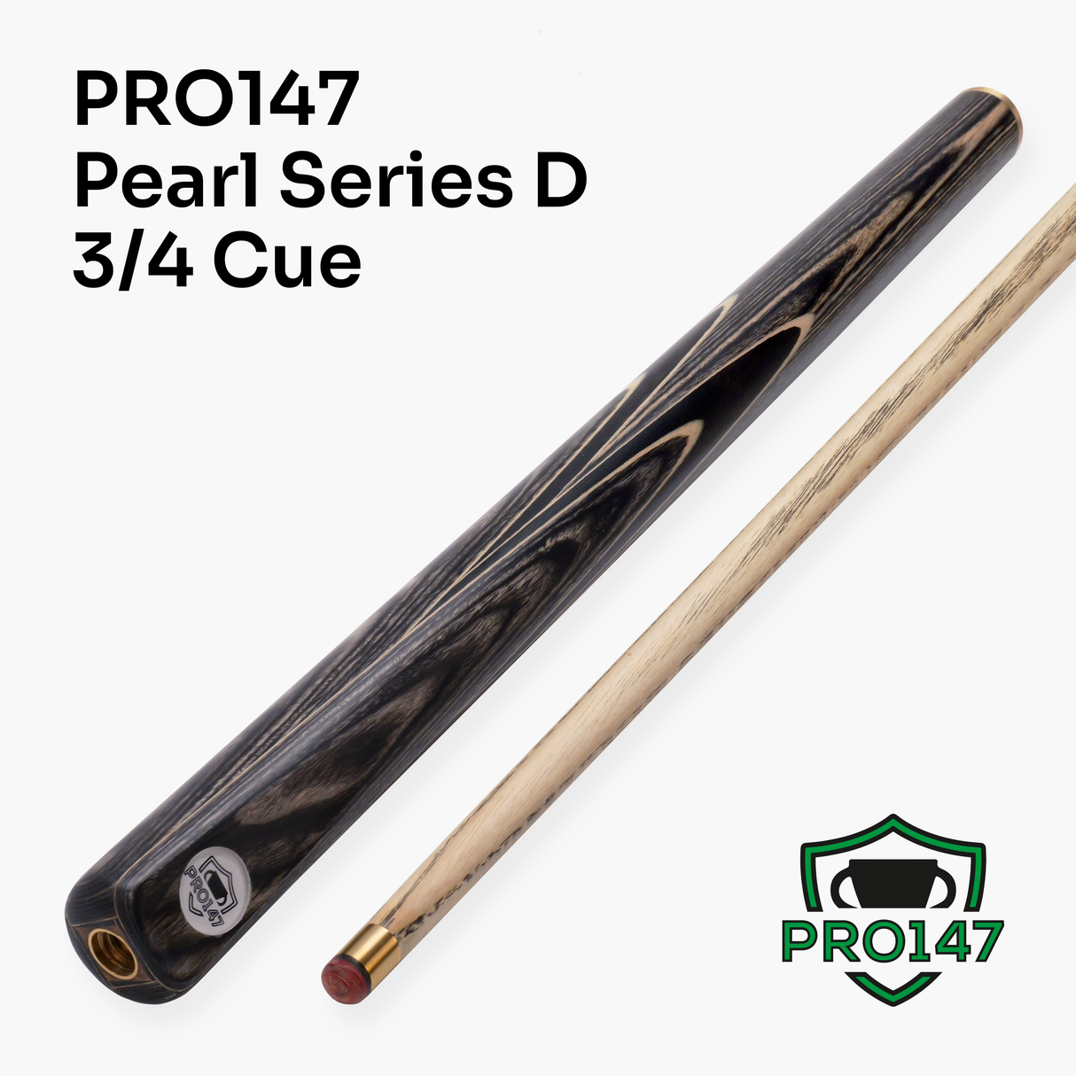 PRO147 Pearl Series D 57 Inch 3/4 Jointed Snooker Pool Cue and Case Set 9.5mm Pro Tip