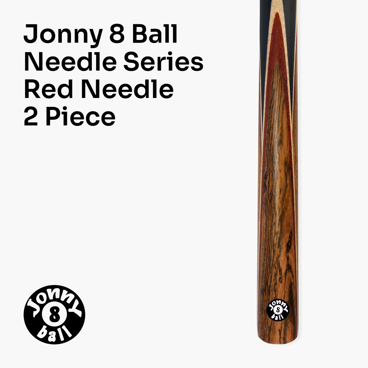 Jonny 8 Ball NEEDLE 57 Inch 2 Piece Centre Joint English Pool Cue and Case Set 9mm tip with Slim Tapered Ash Shaft