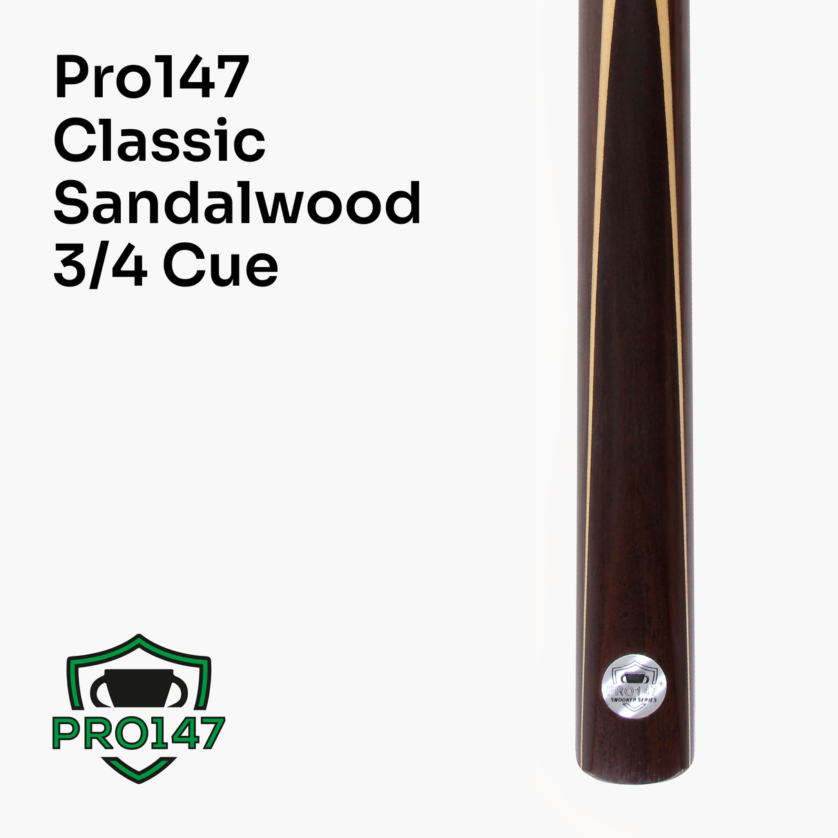 PRO147 CLASSIC SANDALWOOD 3/4 Premium Snooker Pool Cue and Case Set 9.5mm Tip