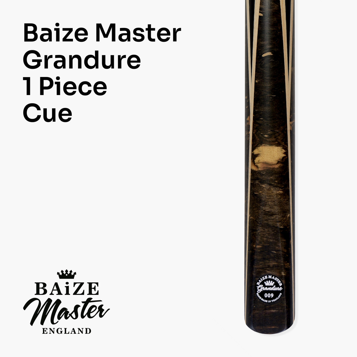 Baize Master Limited Edition Grandure #009 One Piece Hand Spliced Ultra-Premium English Pool Cue with Titanium Ferrule and Hand-Fitted Asia Cues Pro 8mm Tip – Handmade in Thailand by Asia Cues